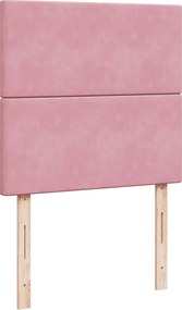 vidaXL Κρεβάτι Boxspring με Στρώμα Ροζ 90x200 εκ. Βελούδινο