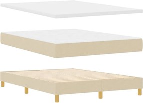 vidaXL Κρεβάτι με ελατήρια με κεφαλάρι Κρεμ 140 x 200 cm ύφασμα
