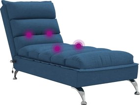 vidaXL Ανάκλιντρο Μασάζ Μπλε Υφασμάτινο με Μαξιλάρια