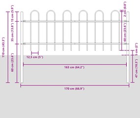 vidaXL Γκρι Φράκτης Κήπου με Θόλο, 1.7 x 0.6 μ, Φτιαγμένος από Ατσάλι