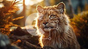 Intra Συλλεκτικό Ξύλινο Παζλ Plywood  4mm - Golden Brown Lynx σε ένα ξέφωτο δάσους Σε Ξύλινο Κουτί - Διαστάσεις: 10x10 cm – 25 κομμάτια