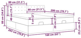 Οθωμανικό κρεβάτι με στρώματα Μαύρο 160x200cm Ύφασμα - Μαύρο