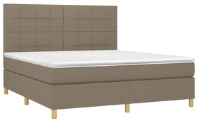 vidaXL Κρεβάτι Boxspring με Στρώμα &amp; LED Taupe 180x200 εκ. Υφασμάτινο