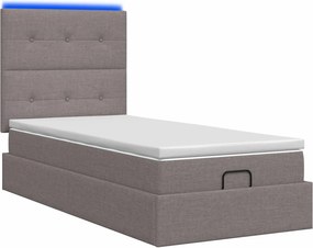 vidaXL Κρεβάτι Ottoman με Στρώμα και LED Taupe 90 x 200 cm Ύφασμα
