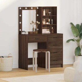 vidaXL Τραπέζι περιποίησης με συρτάρι 2 pcs Καφέ 50 x 41 x 135 εκ