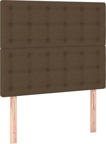 vidaXL Κρεβάτι Boxspring με Στρώμα &amp; LED Σκ.Καφέ 80x200 εκ. Υφασμάτινο