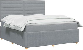 vidaXL Κρεβάτι box spring με στρώμα Ανοιχτό γκρι 140 x 190 cm Ύφασμα