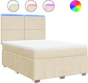 vidaXL Κρεβάτι Boxspring με Στρώμα Κρεμ 140x200 εκ. Υφασμάτινο