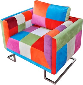 vidaXL Πολυθρόνα Cube με Σχέδιο Patchwork και Πόδια Χρωμίου Υφασμάτινη