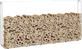 vidaXL Ράφι Καυσόξυλων 300x25x150 εκ. Γαλβανιζέ Ατσάλι