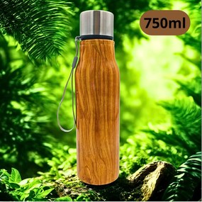 Μπουκάλι Ανοξείδωτο BPA Free 750ml Εφέ Ξύλου