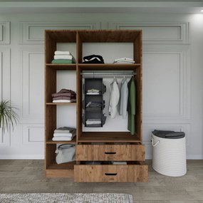 Ντουλάπα Ρούχων - Yaman - Χρώμα Καρυδί - 120x45x181εκ