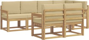 vidaXL Σειρά Καναπέ Εξωτερικού 7 pcs Λευκό και Μπεζ Πολυεστέρας