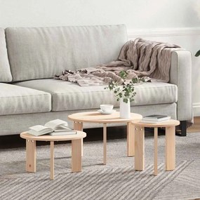 vidaXL Τραπεζάκι σαλονιού 3 pcs Φυσικό Μασίφ ξύλο πεύκου
