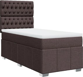 vidaXL Κρεβάτι Boxspring με Στρώμα Σκούρο Καφέ 100x200 εκ. Υφασμάτινο