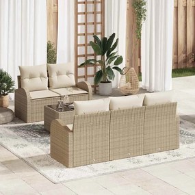vidaXL Σετ Καναπέ Κήπου 6 pcs Μπεζ 55 x 55 x 37 εκ Πολυ ράταν