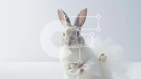 Intra Συλλεκτικό Ξύλινο Παζλ Plywood 4mm - Λευκό Λαγουδάκι με κομψό Tutu και παπιγιόν Σε Ξύλινο Κουτί - Διαστάσεις: 10x10 cm – 25 κομμάτια