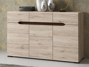 Σιφονιέρα Boston P102, San remo δρυς, Με συρτάρια και ντουλάπια, 84x136x42cm