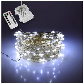 Διακοσμητικό Γιρλάντα 10m 100 LED 6000K Ασύρ Χειριστήριο 79781 Globostar-79781-Χάλκινο 79781