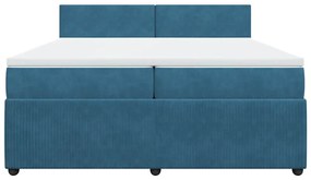 vidaXL Κρεβάτι Boxspring με Στρώμα Μπλε 200x200 εκ. Βελούδινο