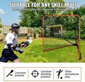 VEVOR Lacrosse Goal, 6&#039; x 6&#039; Lacrosse Net, Folding Portable Backyard Lacrosse Training Equipment, Steel Frame Training Net, Quick &amp; Easy Setup Lacrosse Goal, Perfect for Youth Adult Training, Orange