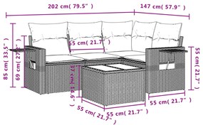 vidaXL Σετ Καναπέ Κήπου 5 τεμ. Μπεζ Συνθετικό Ρατάν με Μαξιλάρι