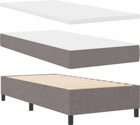 vidaXL LED Κρεβάτι με βάθρο με στρώμα Taupe 90 x 200 cm ύφασμα