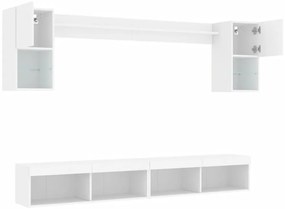 vidaXL Έπιπλα Τοίχου Τηλεόρασης 6 τεμ LED Λευκά από Επεξεργασμένο Ξύλο