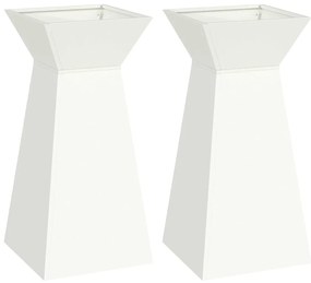vidaXL Γλάστρες Κήπου 2 τεμ με Λεκάνη Λευκή 35x35x73 εκ από Χάλυβα.