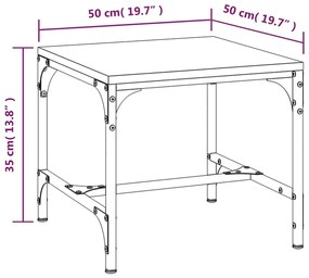 Τραπεζάκι Σαλονιού Γκρι Sonoma 50x50x35 εκ. Επεξεργασμένο Ξύλο - Γκρι