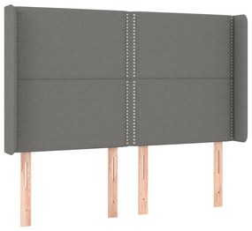 vidaXL Κρεβάτι Boxspring με Στρώμα &amp; LED Σκ.Γκρι 140x190εκ. Υφασμάτινο