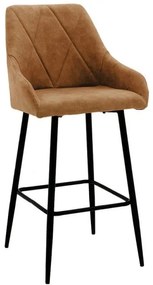 Σκαμπό bar Empower Μεταλλικό Μαύρο-Ύφασμα Antique Καφέ 029-000180 Pakoworld-029-000180-Καφέ 029-000180