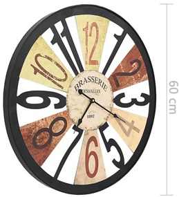 vidaXL Ρολόι Τοίχου Πολύχρωμο 60 εκ. Μεταλλικό