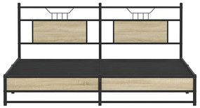 vidaXL Σκελετός Κρεβ. Χωρίς Στρώμα Sonoma Δρυς 180x200 εκ. Μεταλλικό