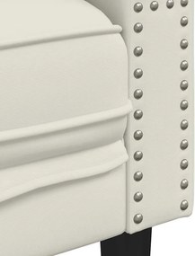 vidaXL Σετ Καναπέδων Chesterfield 3 Τεμαχίων με Βάσεις, Κρεμ Βελούδινο