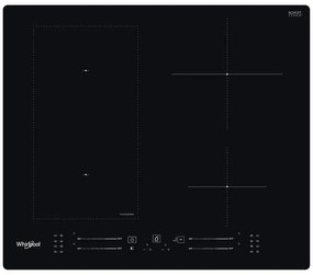 Κεραμική εντοιχισμένη εστία Whirlpool WL S7960 NE, 7200W, 4 ζώνες, 18 επίπεδα, FlexiCook, Χρονόμετρο, Επαγωγή, Μαύρο