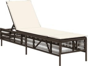 vidaXL Ξαπλώστρα Καφέ από Συνθετικό Ρατάν με Μαξιλάρια