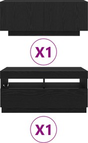 vidaXL Σετ επίπλου τηλεόρασης 2 τμχ. Μαύρο Επεξεργασμένο Ξύλο