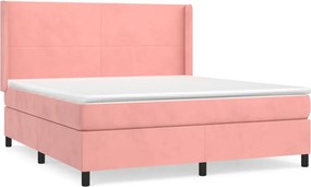 vidaXL Κρεβάτι Boxspring με Στρώμα Ροζ 160x200 εκ. Βελούδινο