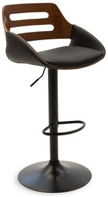 Σκαμπό Μπαρ Fern 106-000007 51x89 Black-Walnut Μέταλλο,Τεχνόδερμα