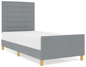 vidaXL Κρεβάτι Φωτεινό Γκρι 90x190 εκ. Υφασμάτινο