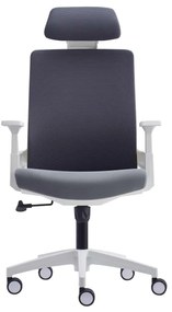 Πολυθρόνα Γραφείου Bf8900 Διευθυντή Άσπρη / Mesh - Ύφασμα Γκρι. Διάσταση: 64x66x116/128cm