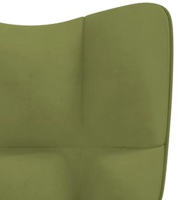Πολυθρόνα Relax Ανοιχτό Πράσινο Βελούδινη με Σκαμπό - Πράσινο