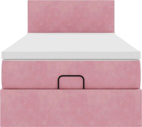 vidaXL Οθωμανικό κρεβάτι με στρώμα ροζ 90x200cm Velvet