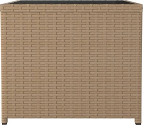 vidaXL Τραπεζάκι με Γυάλινη Επιφάνεια Μπεζ Συνθ. Ρατάν &amp; Ψημένο Γυαλί