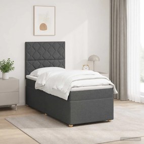 vidaXL Κρεβάτι box spring με στρώμα Σκούρο Γκρι 100 x 200 cm Ύφασμα