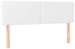 Κρεβάτι Boxspring με Στρώμα &amp; LED Λευκό 140x190 εκ. Συνθ. Δέρμα - Λευκό