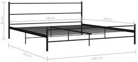 vidaXL Πλαίσιο Κρεβατιού Μαύρο 180 x 200 εκ. Μεταλλικό