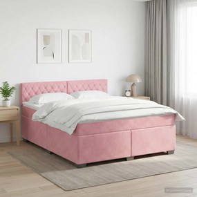vidaXL Κρεβάτι box spring με στρώμα Ροζ 140 x 200 cm Βελούδο