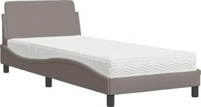 vidaXL Κρεβάτι με Στρώμα Dover Taupe 90x190 εκ.Υφασμάτινο